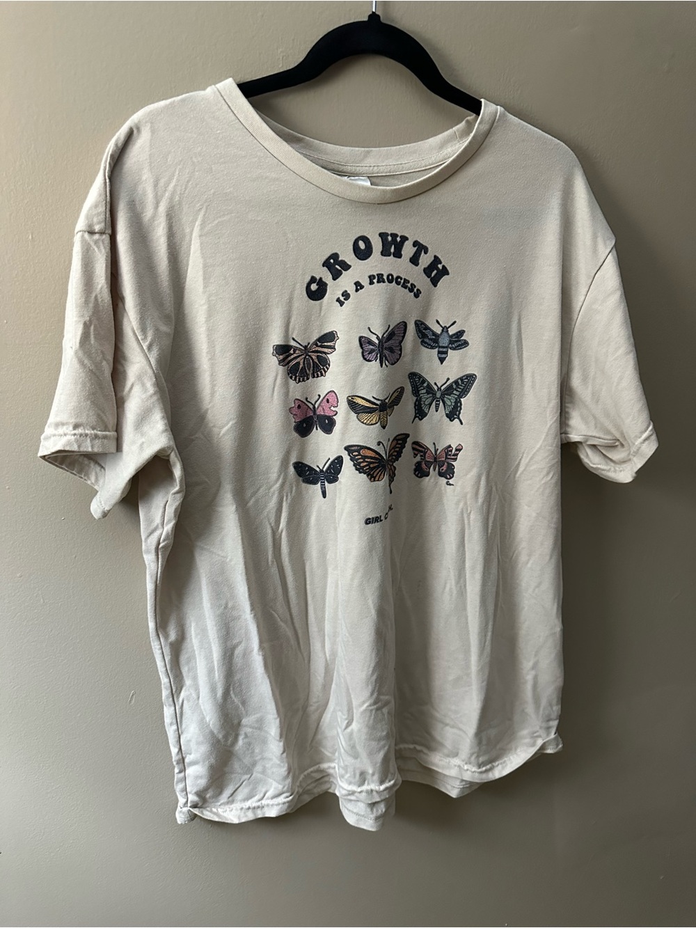 Girl Crush "Growth Is A Process" Cream Butterfly Graphic Tee